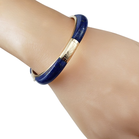 14 Karat Yellow Gold and Lapis Lazuli Bangle Bracelet #21343 - Picture 8 of 8